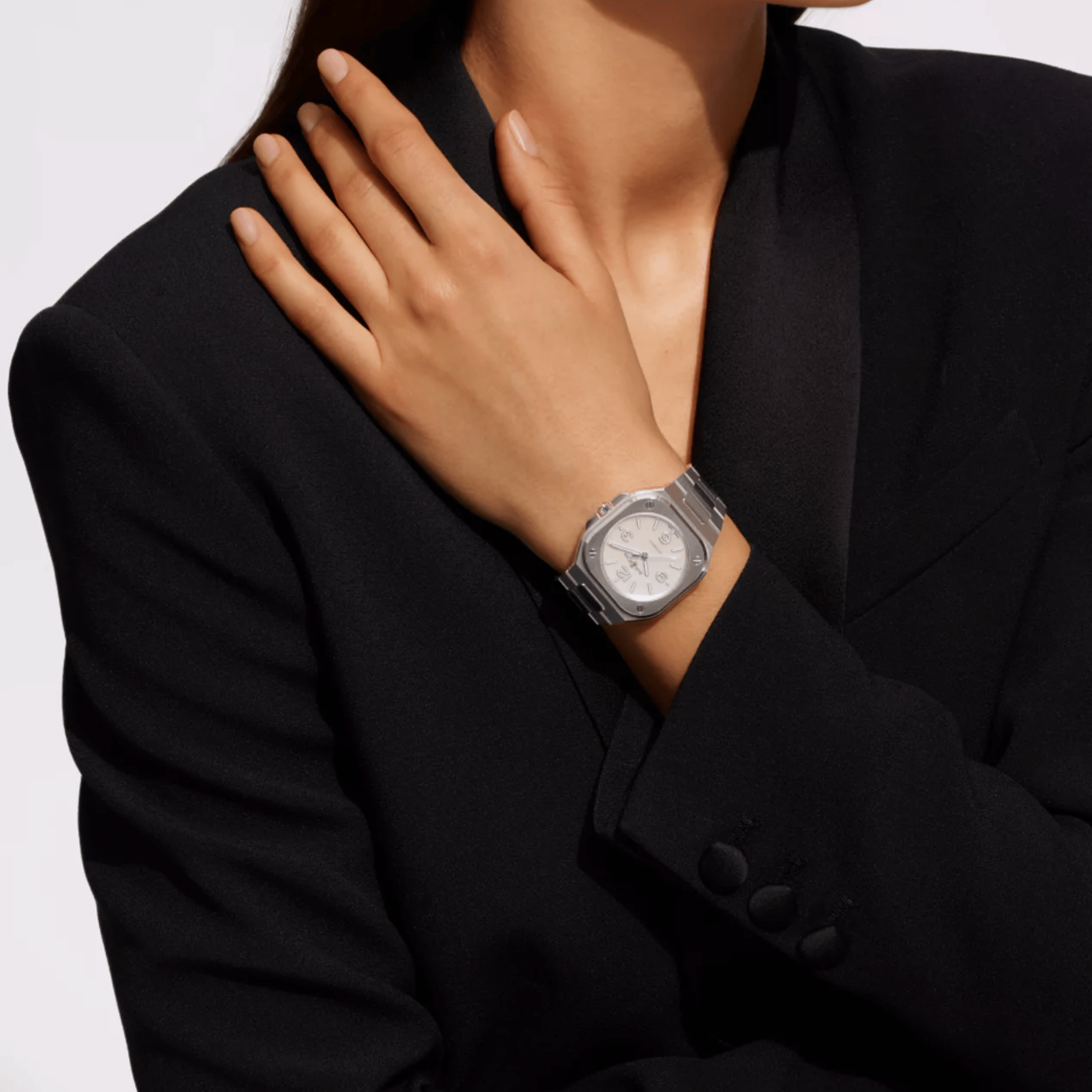 Watch Bell & Ross BR 05 Mother of Pearl Steel Automatic White Mother of Pearl Dial Steel Strap 36 mm