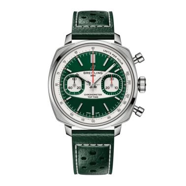 Breitling Top Time B01 Racing automatic watch, green dial, green leather strap, 38 mm