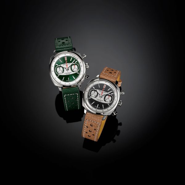 Breitling Top Time B01 Racing automatic watch, green dial, green leather strap, 38 mm