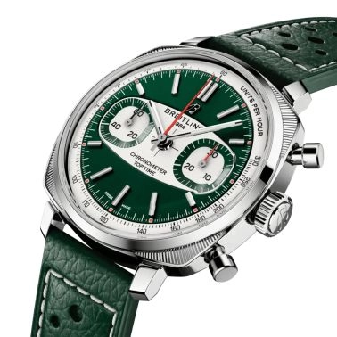 Montre Breitling Top Time B01 Racing automatique cadran vert bracelet cuir vert 38 mm - Ed limitée