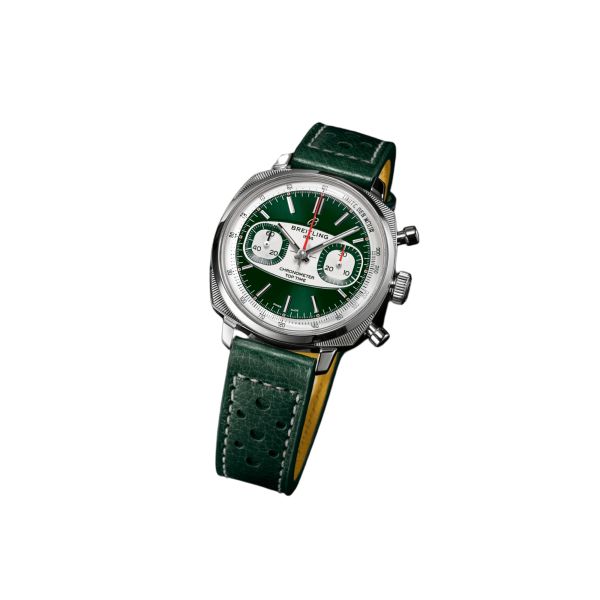 Montre Breitling Top Time B01 Racing automatique cadran vert bracelet cuir vert 38 mm - Ed limitée