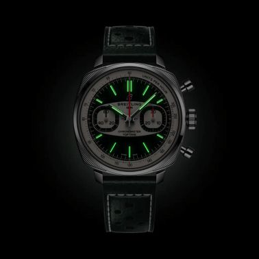 Breitling Top Time B01 Racing automatic watch, green dial, green leather strap, 38 mm