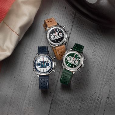 Breitling Top Time B01 Racing automatic watch, green dial, green leather strap, 38 mm