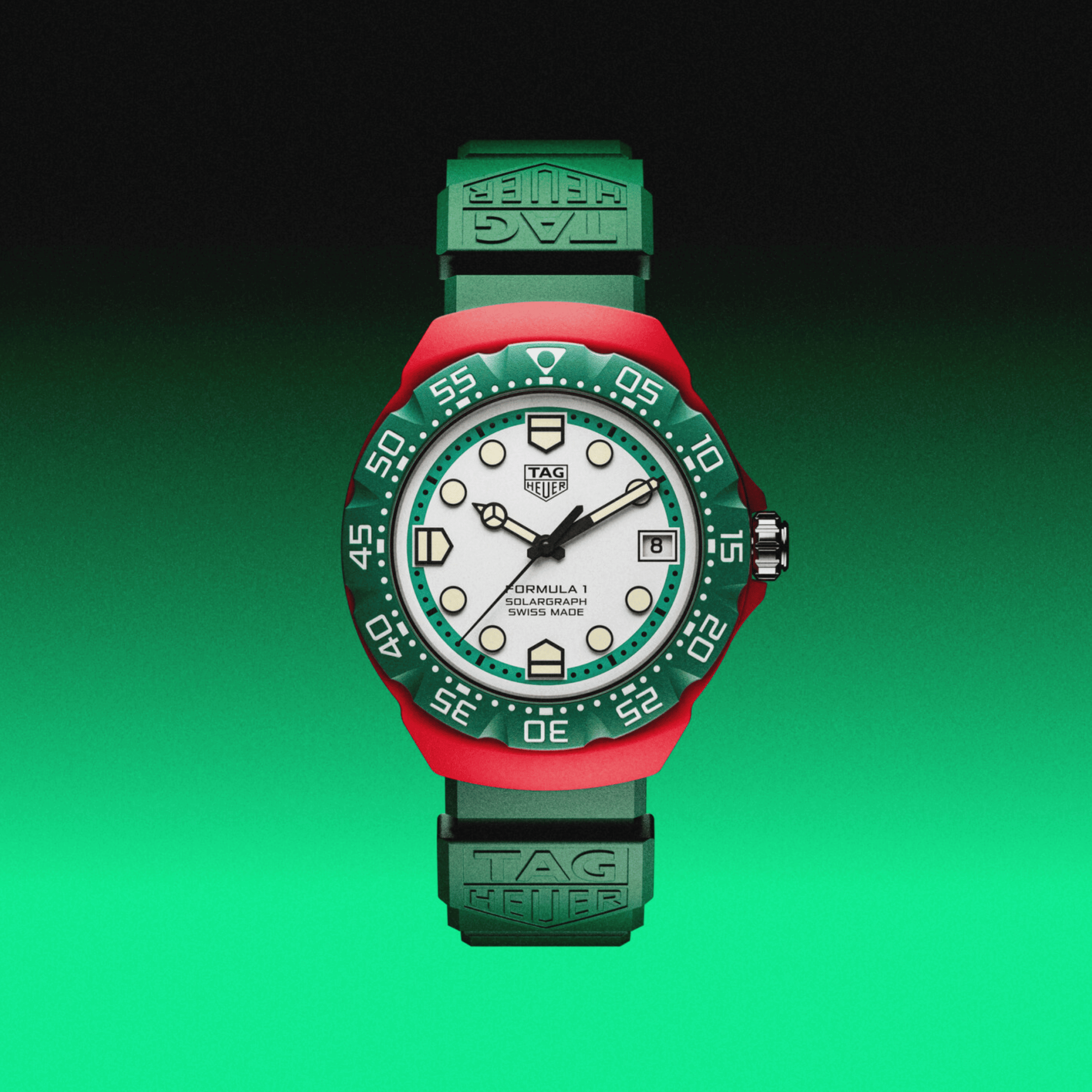 Montre TAG Heuer Formula 1 Solargraph TH-Polylight cadran blanc bracelet caoutchouc 38 mm