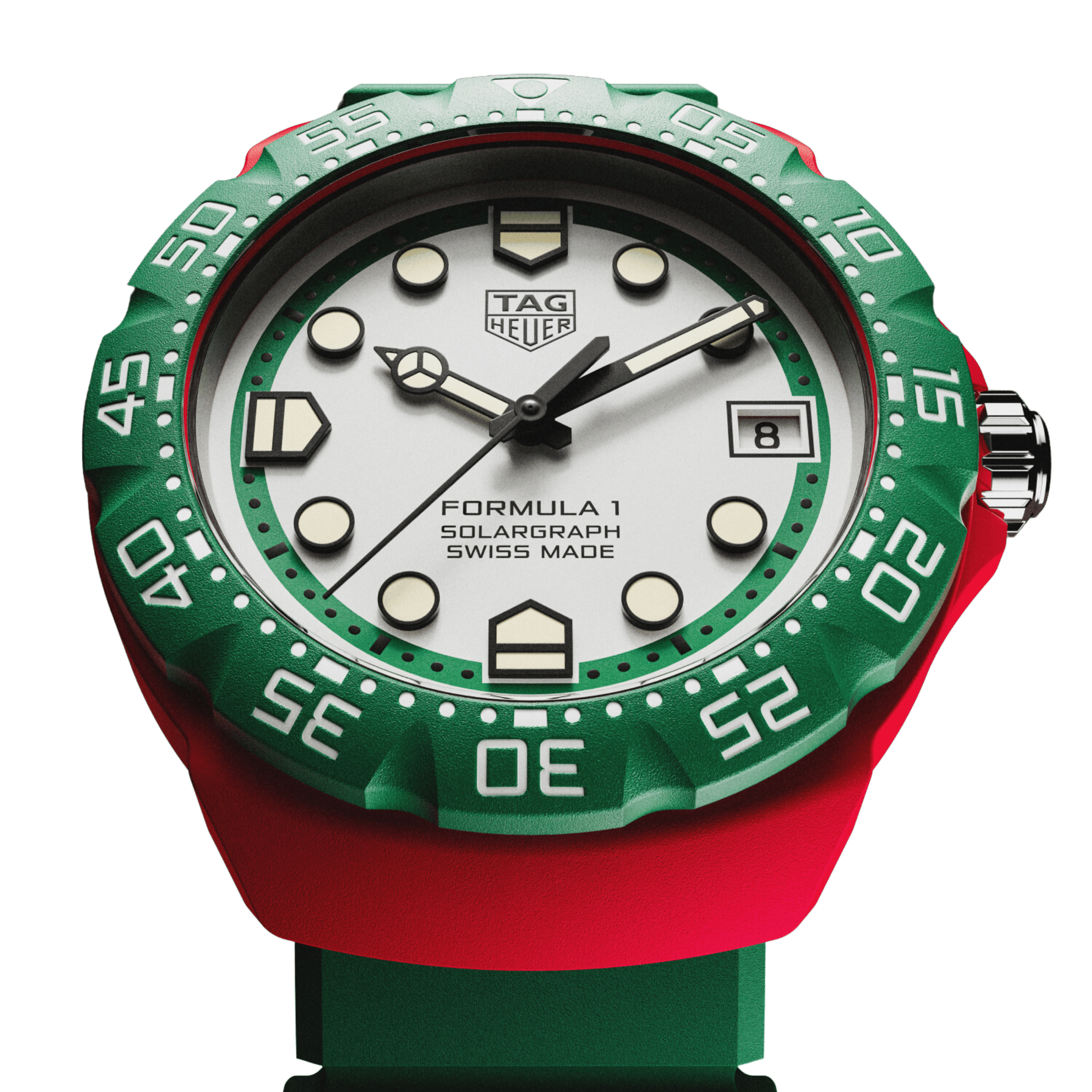 Montre TAG Heuer Formula 1 Solargraph TH-Polylight cadran blanc bracelet caoutchouc 38 mm