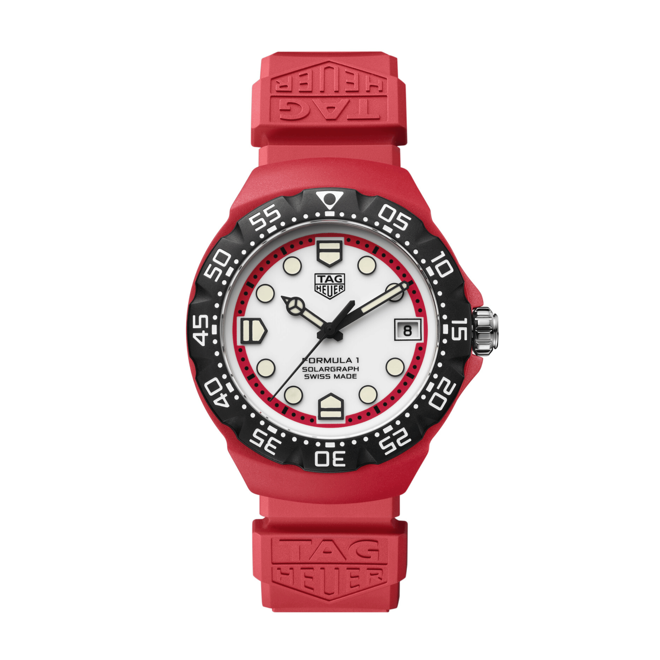 Montre TAG Heuer Formula 1 Solargraph TH-Polylight cadran blanc bracelet caoutchouc 38 mm