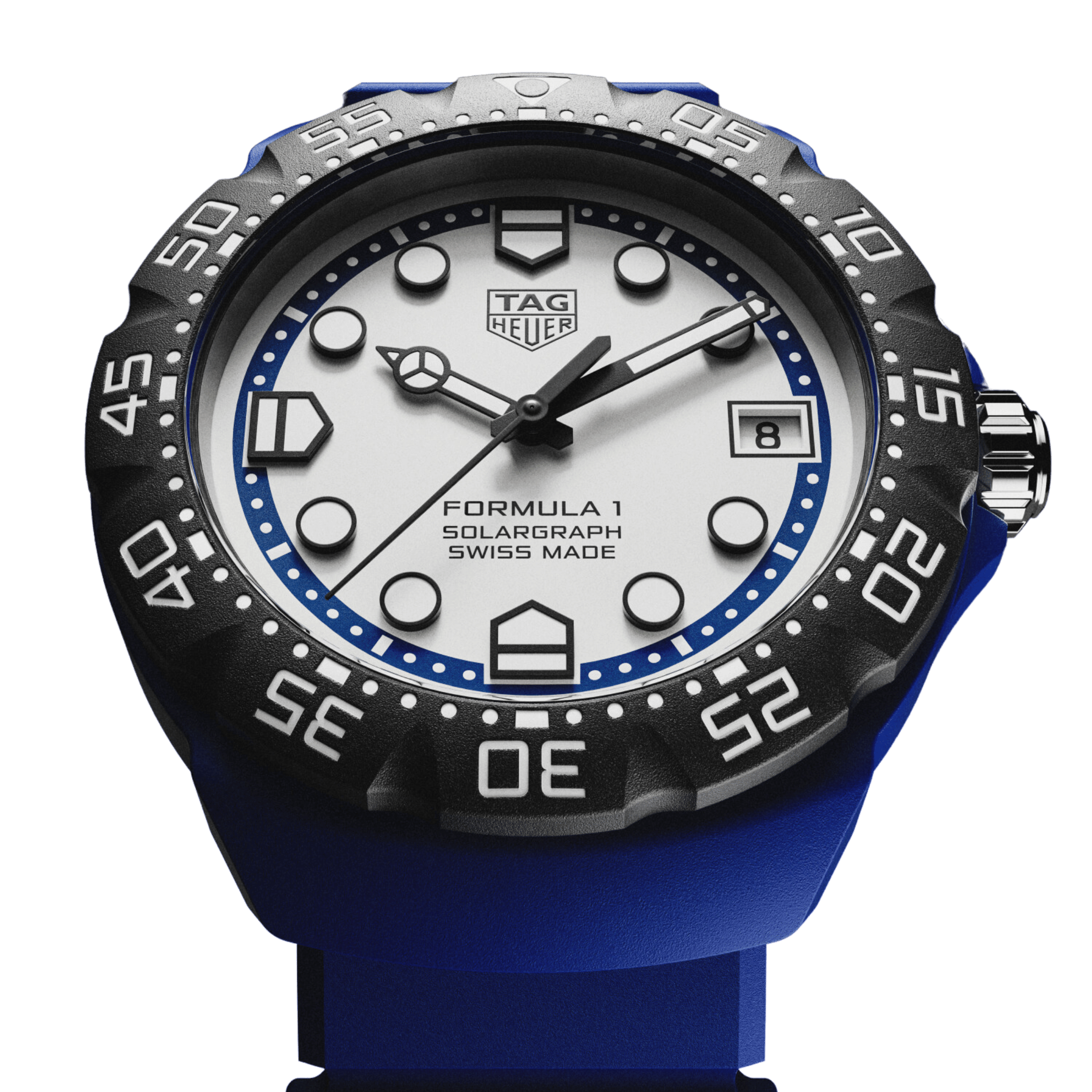 Montre TAG Heuer Formula 1 Solargraph TH-Polylight cadran blanc bracelet caoutchouc 38 mm