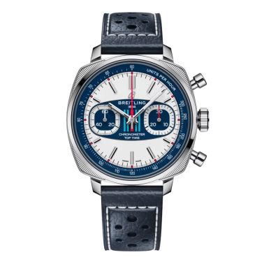 Breitling Top Time B01 Martini Racing automatic watch, blue dial, blue leather strap, 38 mm - Limited edition