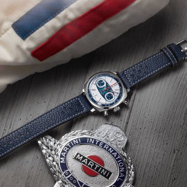 Breitling Top Time B01 Martini Racing automatic watch, blue dial, blue leather strap, 38 mm - Limited edition