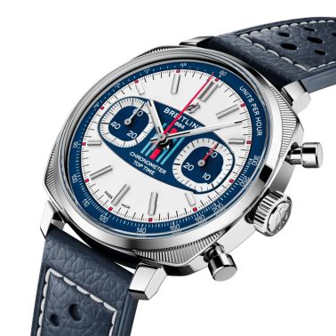 Montre Breitling Top Time B01 Martini Racing automatique cadran bleu bracelet cuir bleu 38 mm - Ed limitée