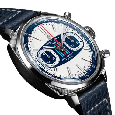 Montre Breitling Top Time B01 Martini Racing automatique cadran bleu bracelet cuir bleu 38 mm - Ed limitée