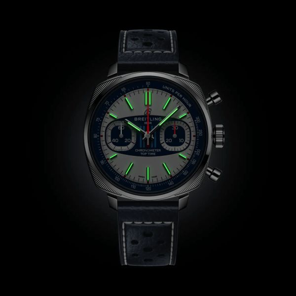 Montre Breitling Top Time B01 Martini Racing automatique cadran bleu bracelet cuir bleu 38 mm - Ed limitée