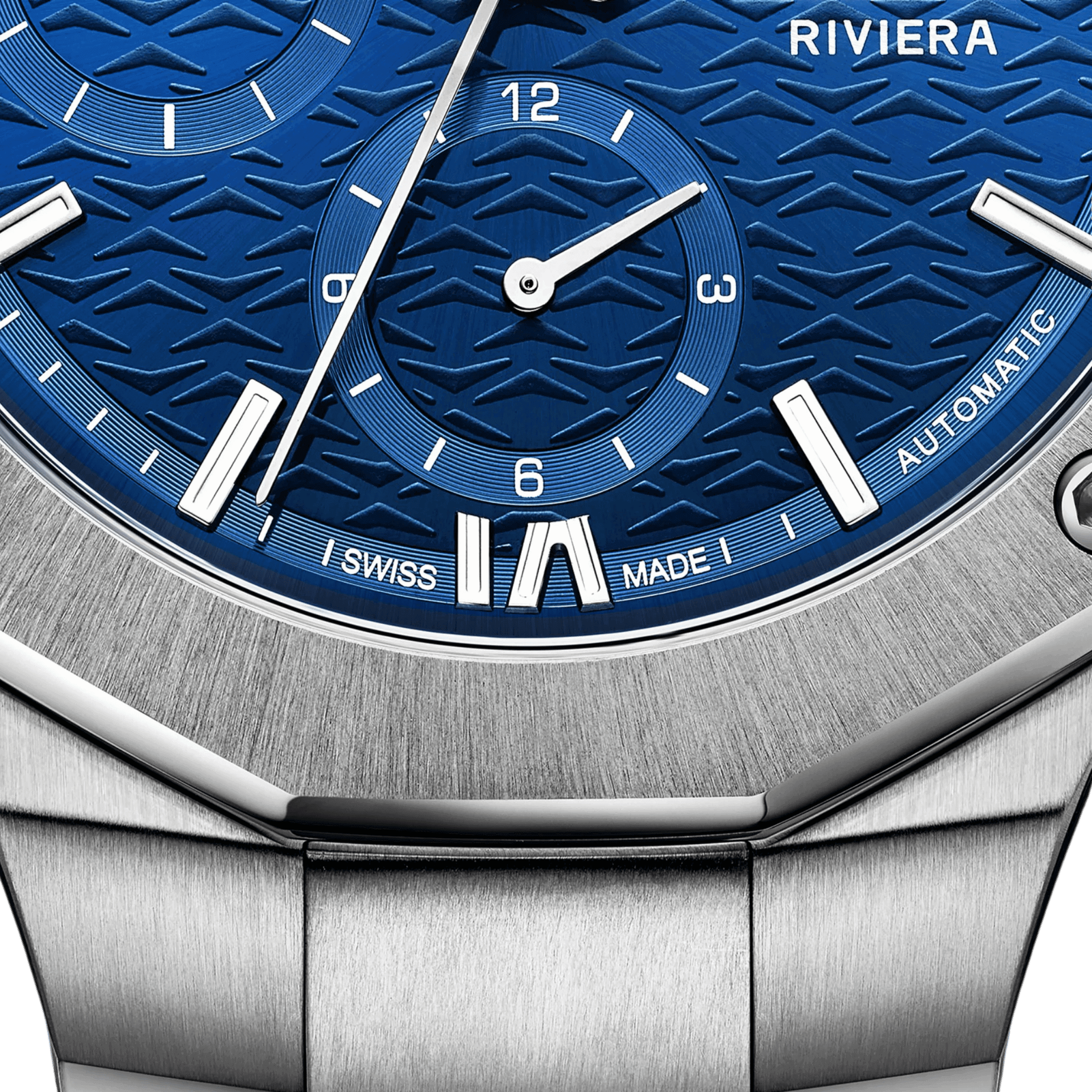 Watch Baume et Mercier Riviera Automatic chronograph, blue dial, steel bracelet, 41 mm