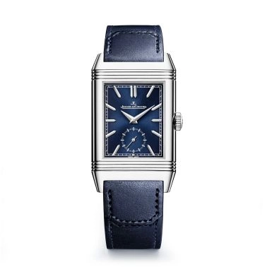 Jaeger-LeCoultre Reverso Tribute Duoface Small Seconds mechanical blue dial blue leather strap 47 x 28,3 mm