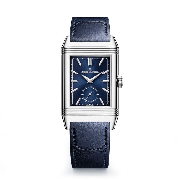 Montre Jaeger-LeCoultre Reverso Tribute Duoface Small Seconds mécanique cadran bleu bracelet cuir bleu 47 x 28,3 mm 