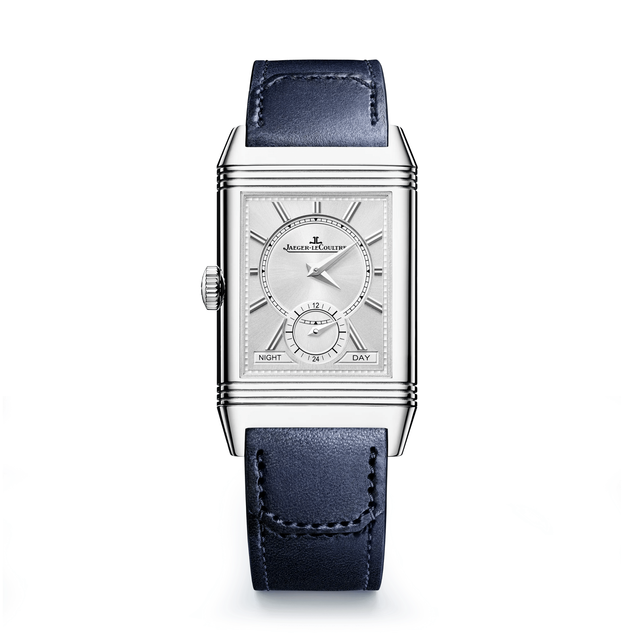 Montre Jaeger-LeCoultre Reverso Tribute Duoface Small Seconds mécanique cadran bleu bracelet cuir bleu 47 x 28,3 mm 