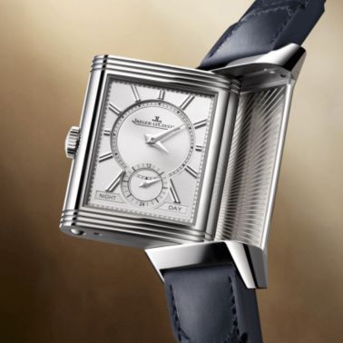 Jaeger-LeCoultre Reverso Tribute Duoface Small Seconds mechanical blue dial blue leather strap 47 x 28,3 mm