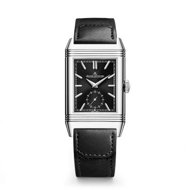 Montre Jaeger-LeCoultre Reverso Tribute Duoface Small Seconds mécanique cadran noir bracelet cuir noir 47 x 28,3 mm 