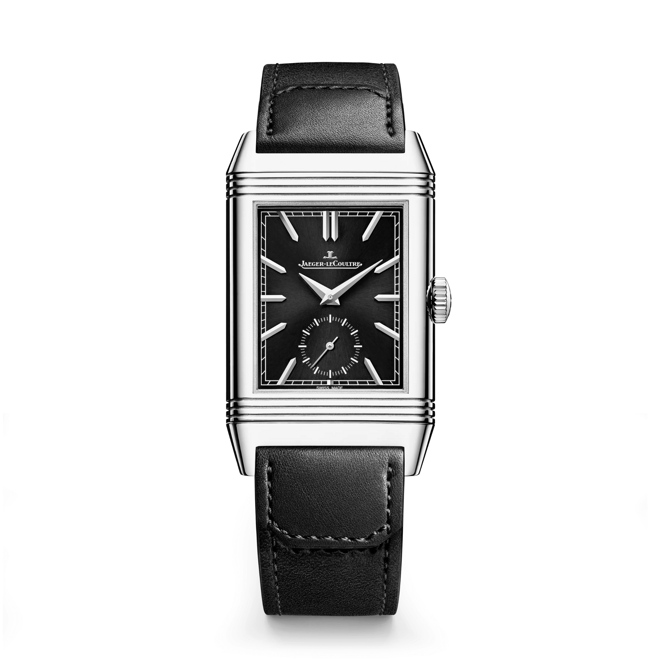 Jaeger-LeCoultre Reverso Tribute Duoface Small Seconds mechanical black dial black leather strap 47 x 28,3 mm