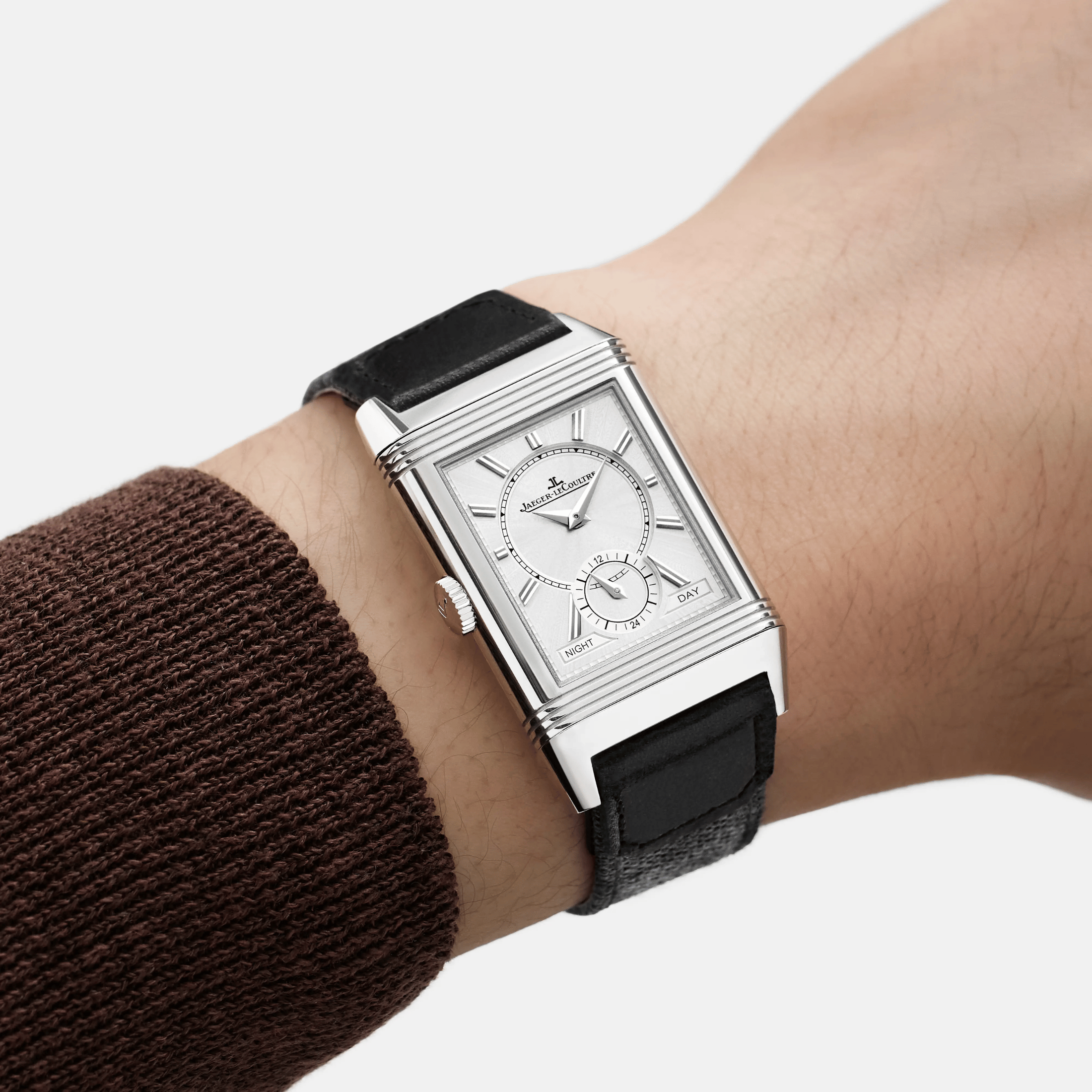 Jaeger-LeCoultre Reverso Tribute Duoface Small Seconds mechanical black dial black leather strap 47 x 28,3 mm