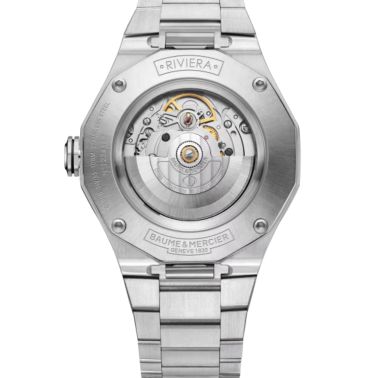 Baume et Mercier Riviera Automatic watch, black dial, steel bracelet, 42 mm