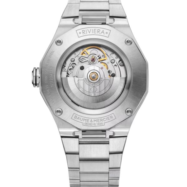 Baume et Mercier Riviera Automatic watch, black dial, steel bracelet, 42 mm