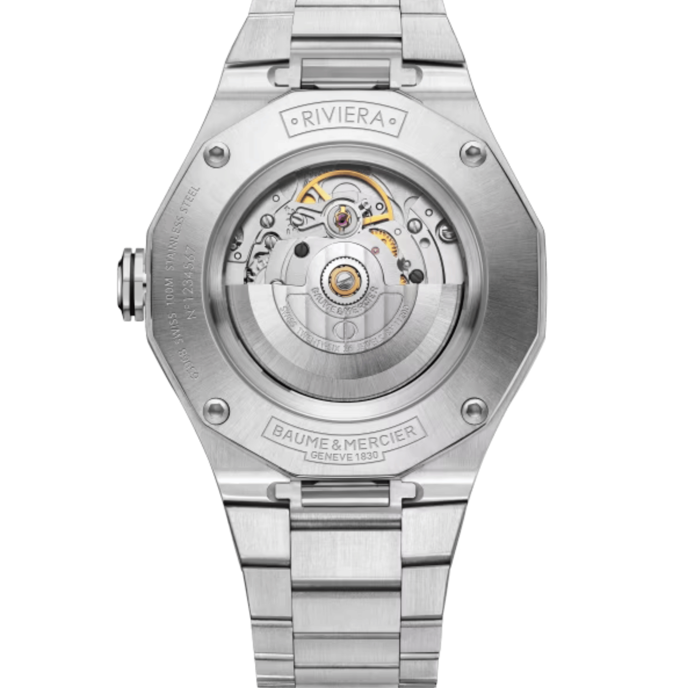 Baume et Mercier Riviera Automatic watch, black dial, steel bracelet, 42 mm