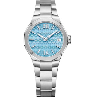 Watch Baume et Mercier Riviera quartz blue dial steel bracelet 33 mm