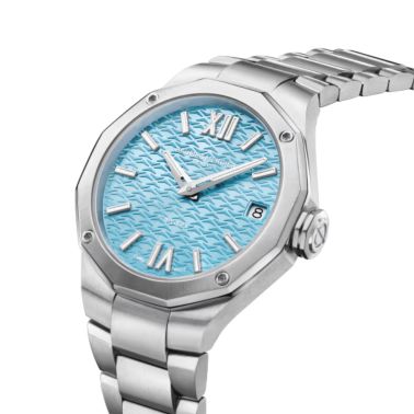 Montre Baume et Mercier Riviera quartz cadran bleu bracelet acier 33 mm