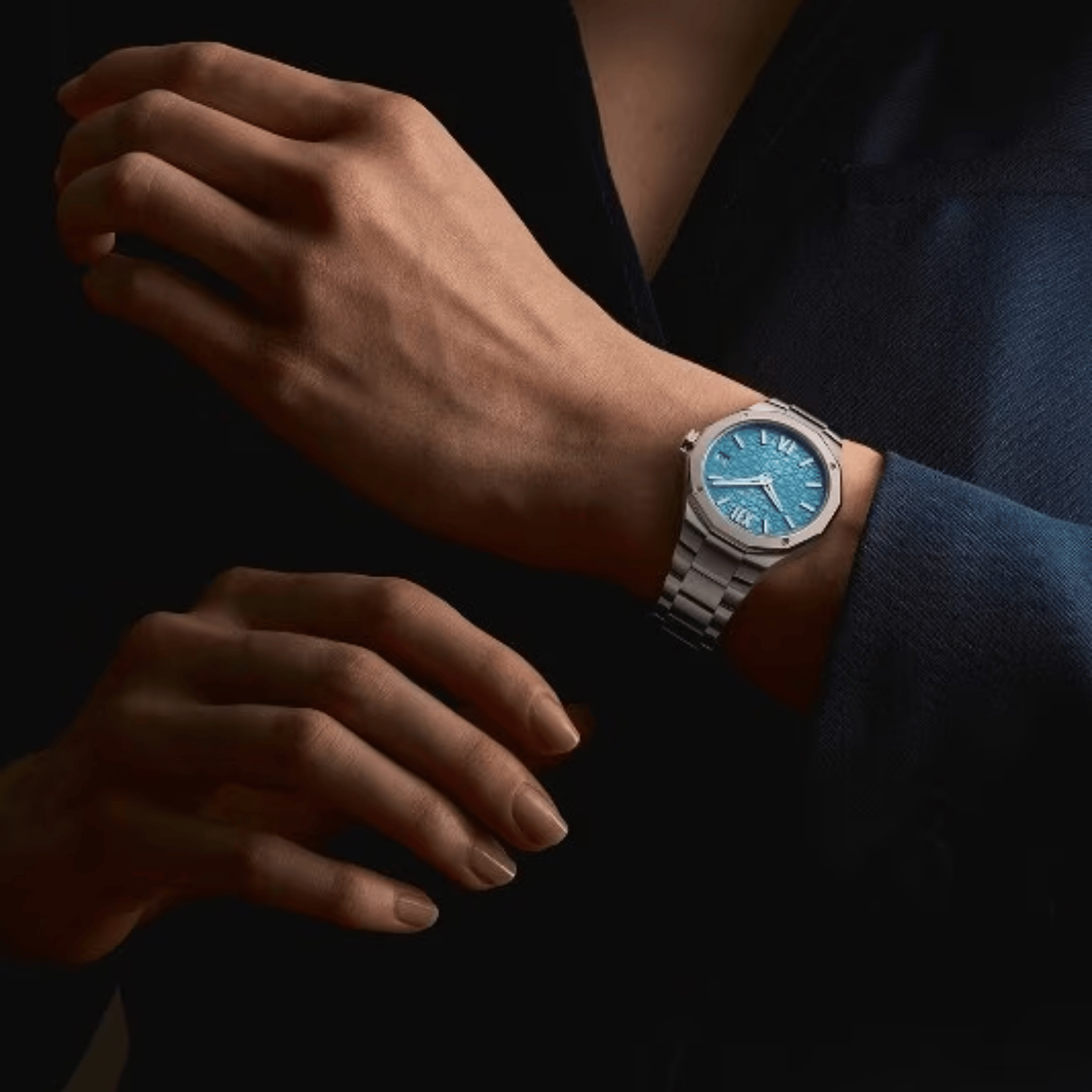 Montre Baume et Mercier Riviera quartz cadran bleu bracelet acier 33 mm