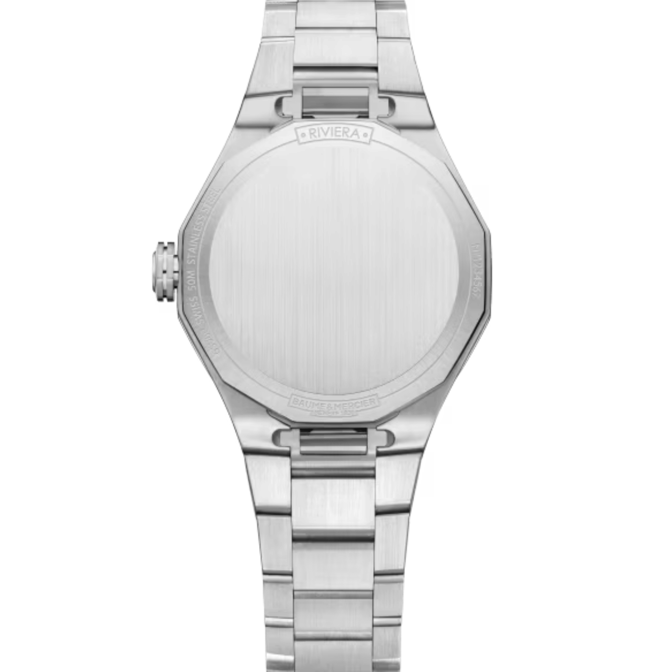 Watch Baume et Mercier Riviera quartz pink dial steel bracelet 33 mm