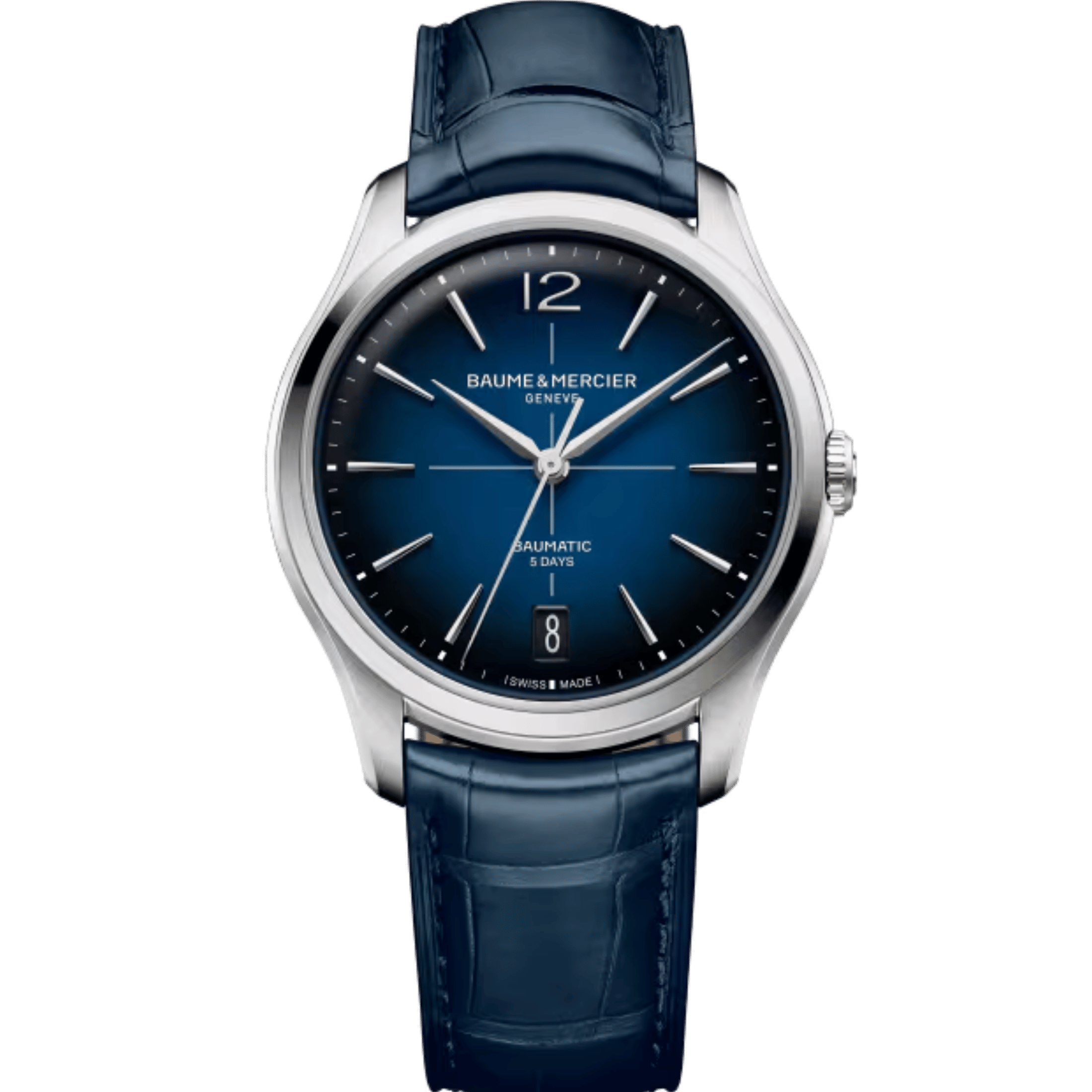 Montre Baume et Mercier Clifton automatic, blue dial, blue strap, 39 mm