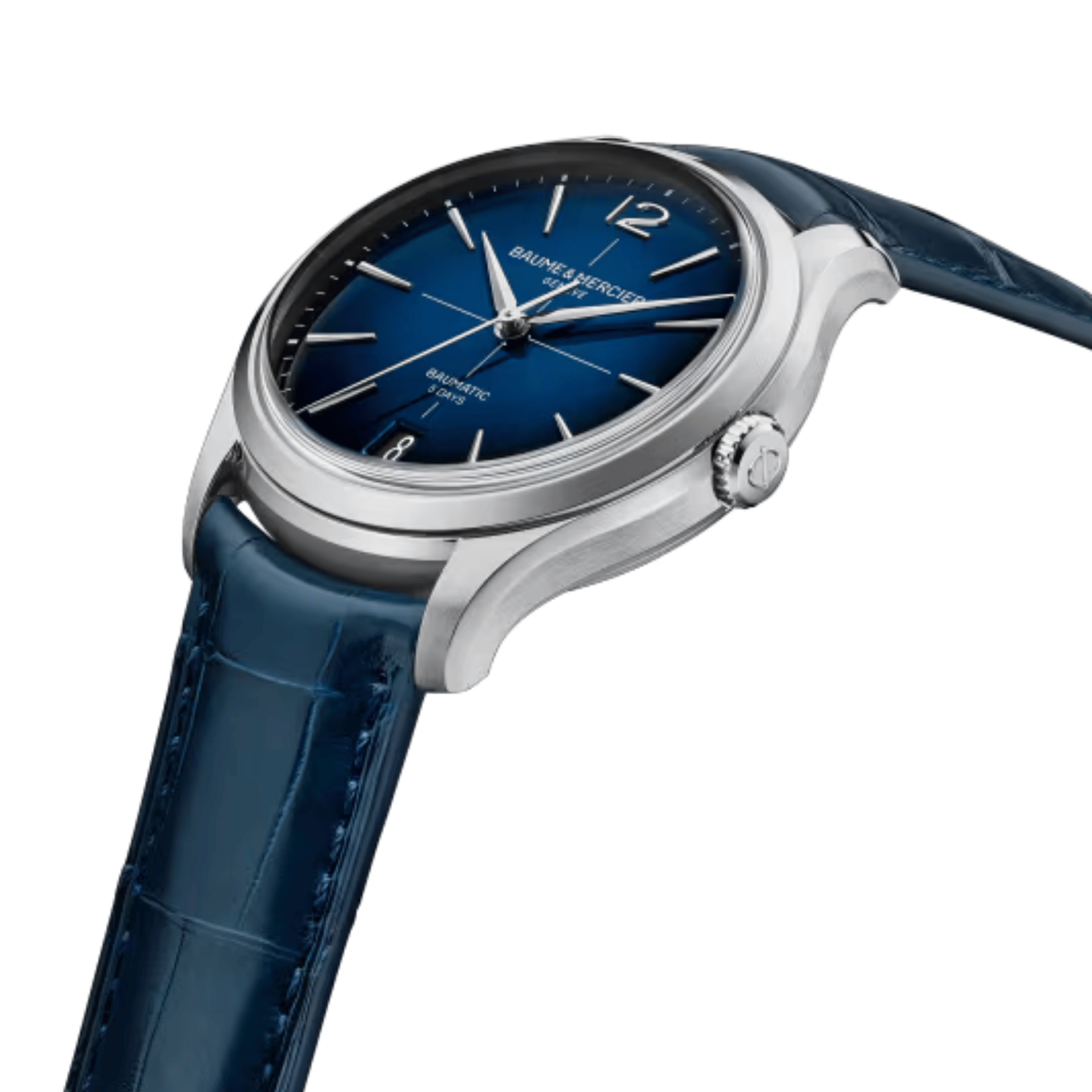 Montre Baume et Mercier Clifton automatic, blue dial, blue strap, 39 mm