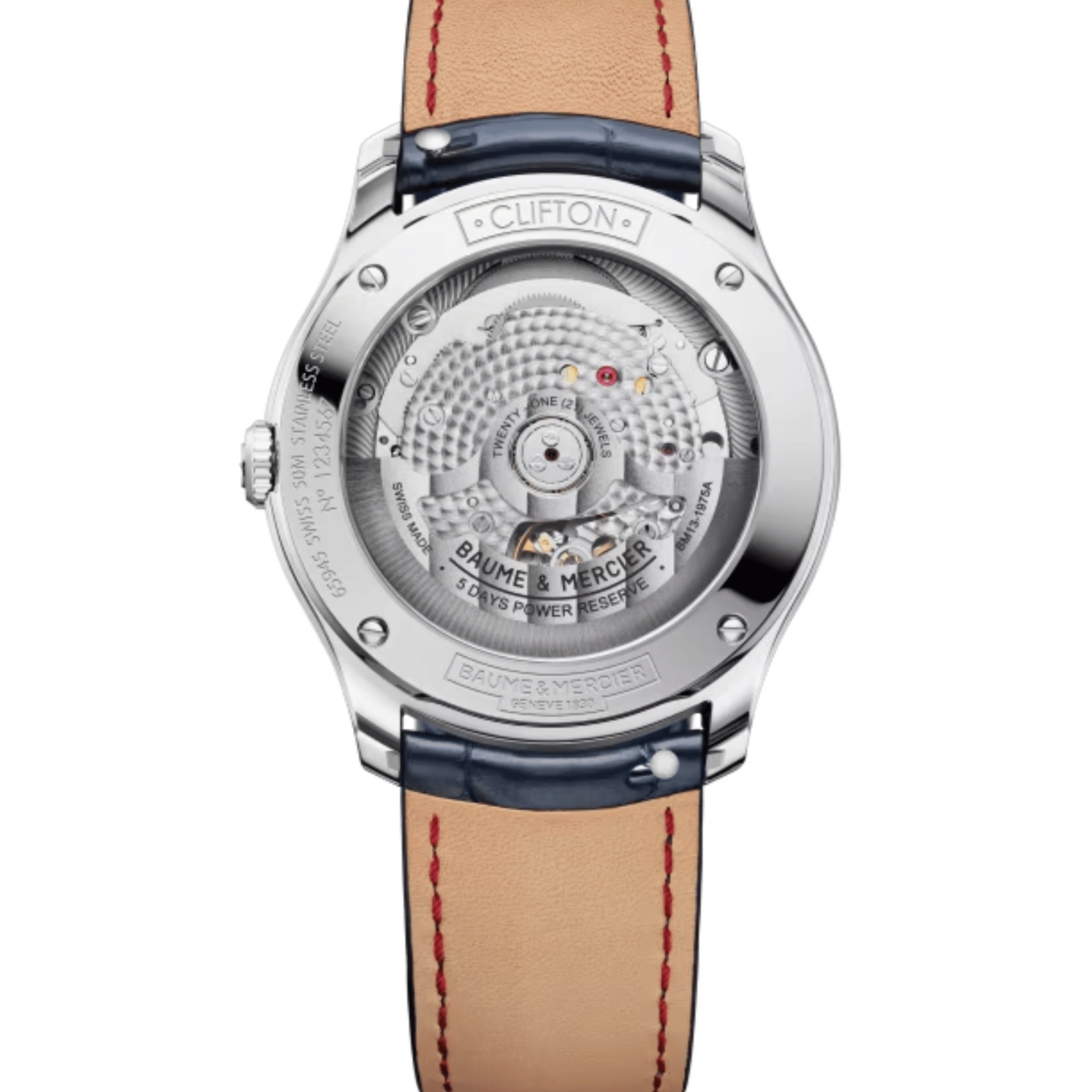 Montre Baume et Mercier Clifton automatique cadran bleu bracelet cuir bleu 39 mm