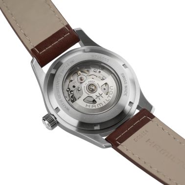 Montre Hamilton Khaki Field automatique cadran kaki bracelet cuir brun 38 mm
