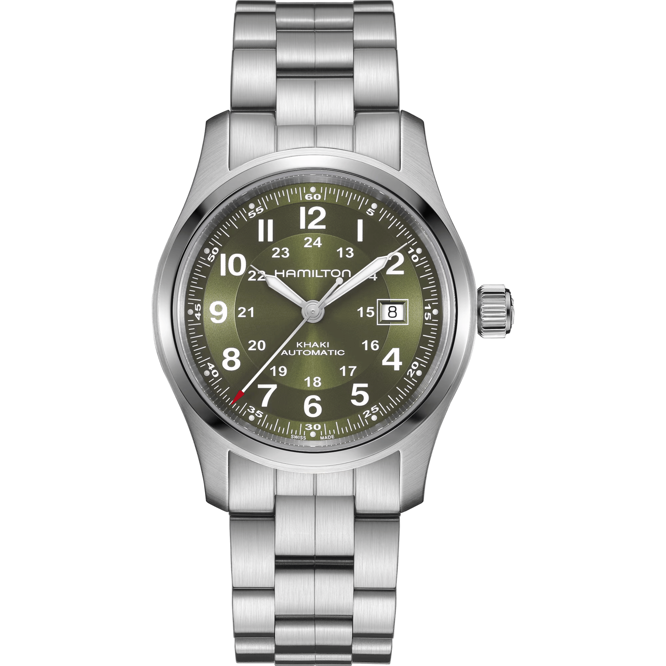 Montre Hamilton Khaki Field automatique cadran kaki bracelet acier 38 mm