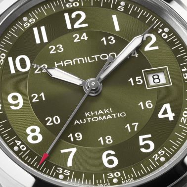 Montre Hamilton Khaki Field automatique cadran kaki bracelet acier 38 mm