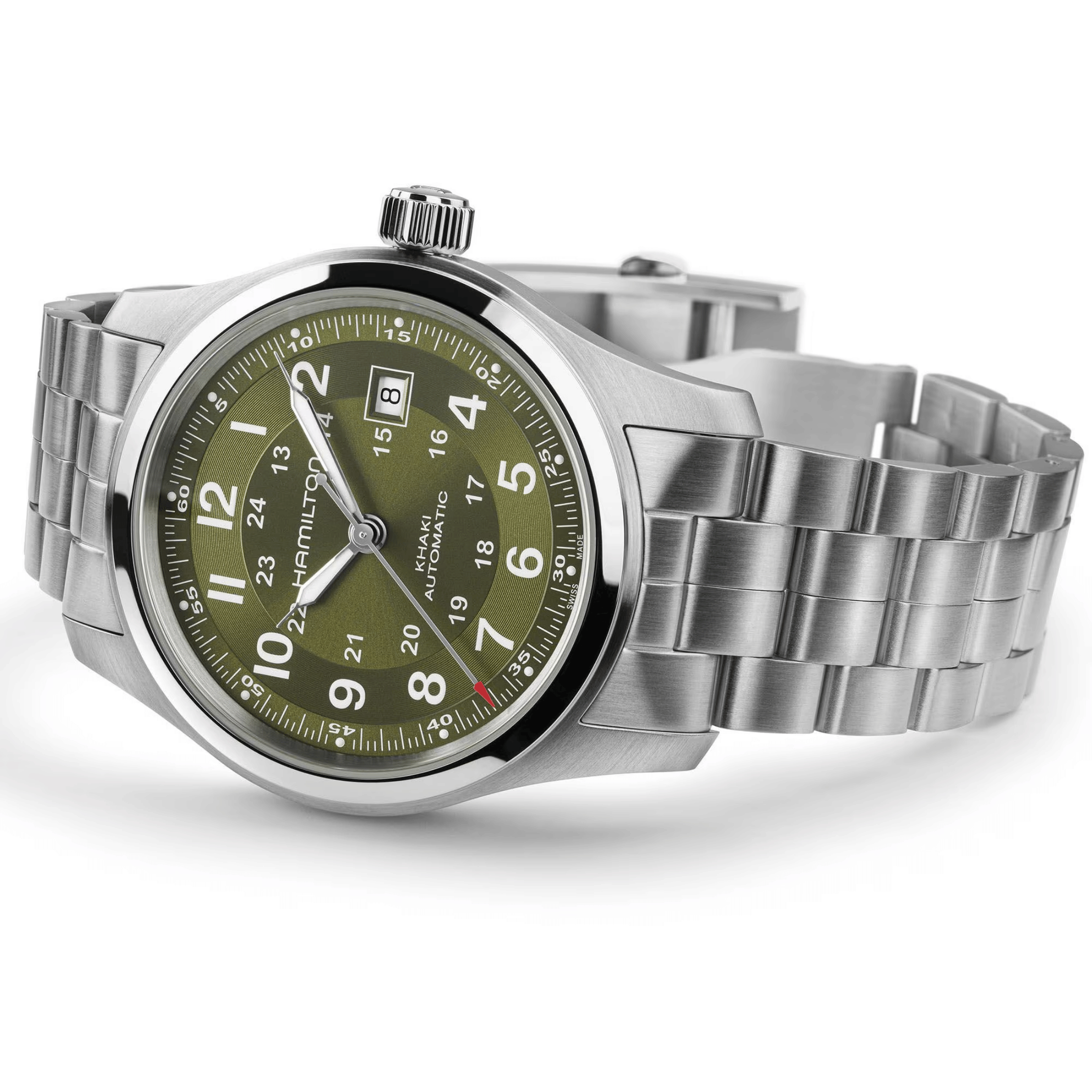 Hamilton Khaki Field automatic watch, khaki dial, steel bracelet, 38 mm
