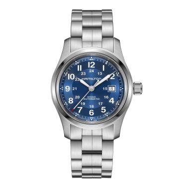 Montre Hamilton Khaki Field automatique cadran bleu bracelet acier 42 mm