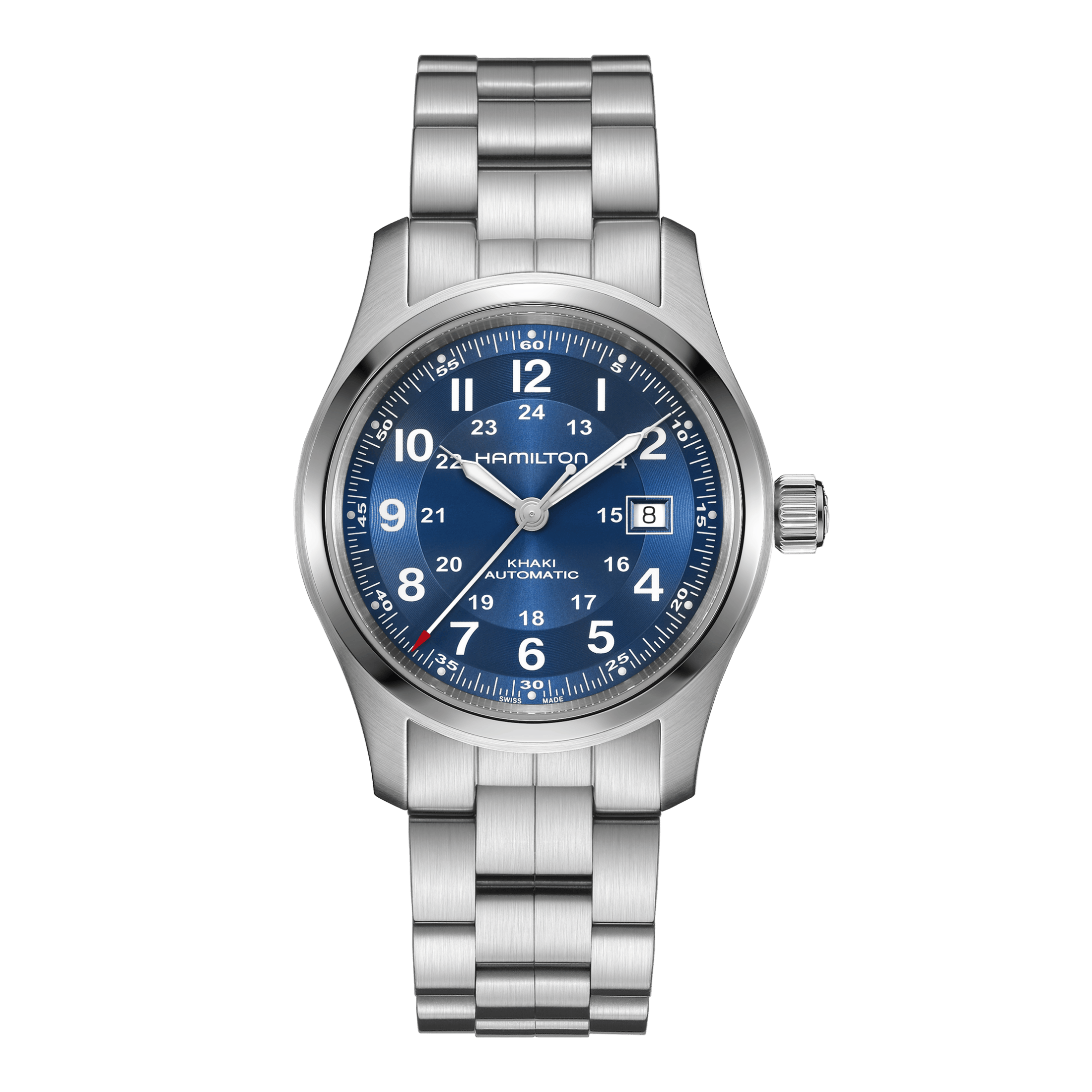 Hamilton Khaki Field automatic watch, blue dial, steel bracelet, 42 mm