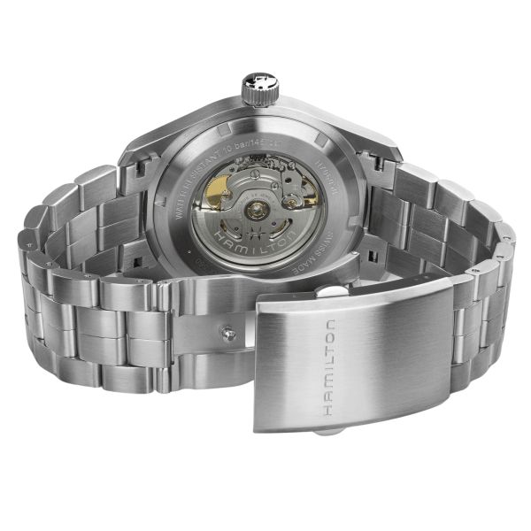 Montre Hamilton Khaki Field automatique cadran bleu bracelet acier 42 mm