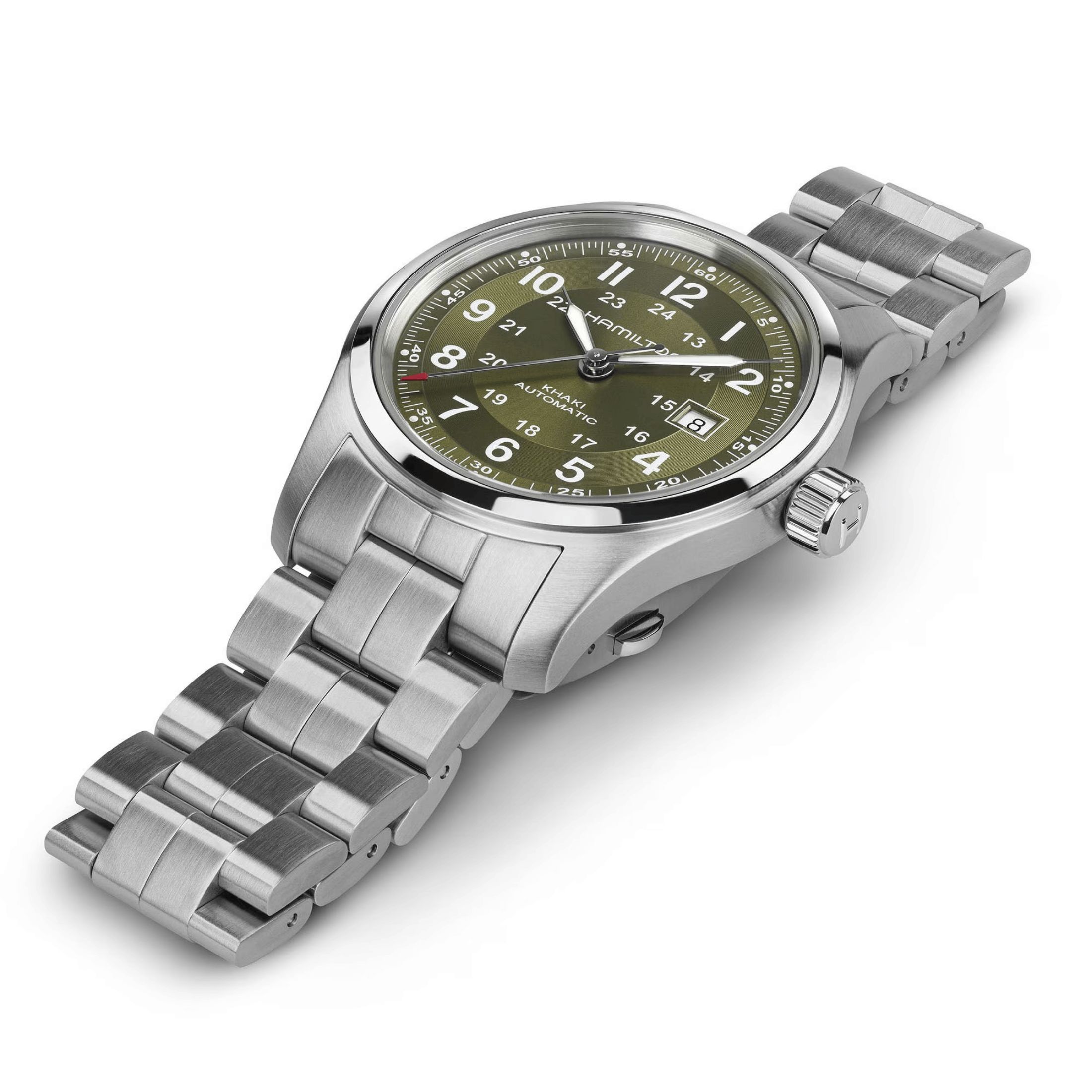 Hamilton Khaki Field automatic watch, khaki dial, steel bracelet