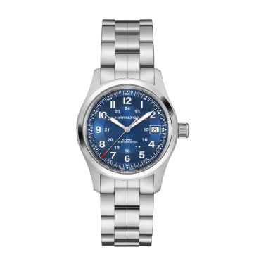 Hamilton Khaki Field automatic watch, blue dial, steel bracelet, 38 mm