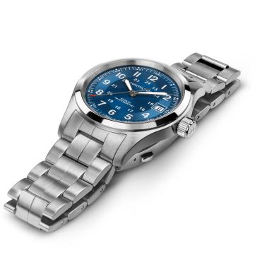 Hamilton Khaki Field automatic watch, blue dial, steel bracelet, 38 mm