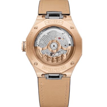 Watch Baume et Mercier Riviera Automatic, rose gold, blue dial blue leather strap, 39 mm