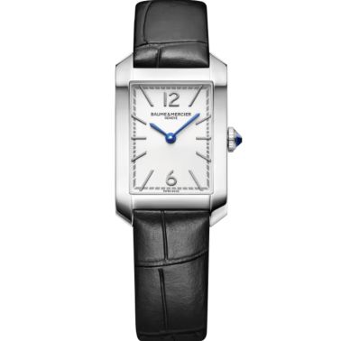 Watch Baume et Mercier Hampton quartz opaline dial black leather strap 35 x 22 mm