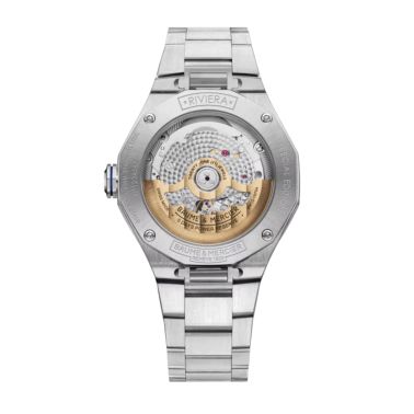 Montre Baume et Mercier Riviera automatique cadran doré bracelet acier 39 mm