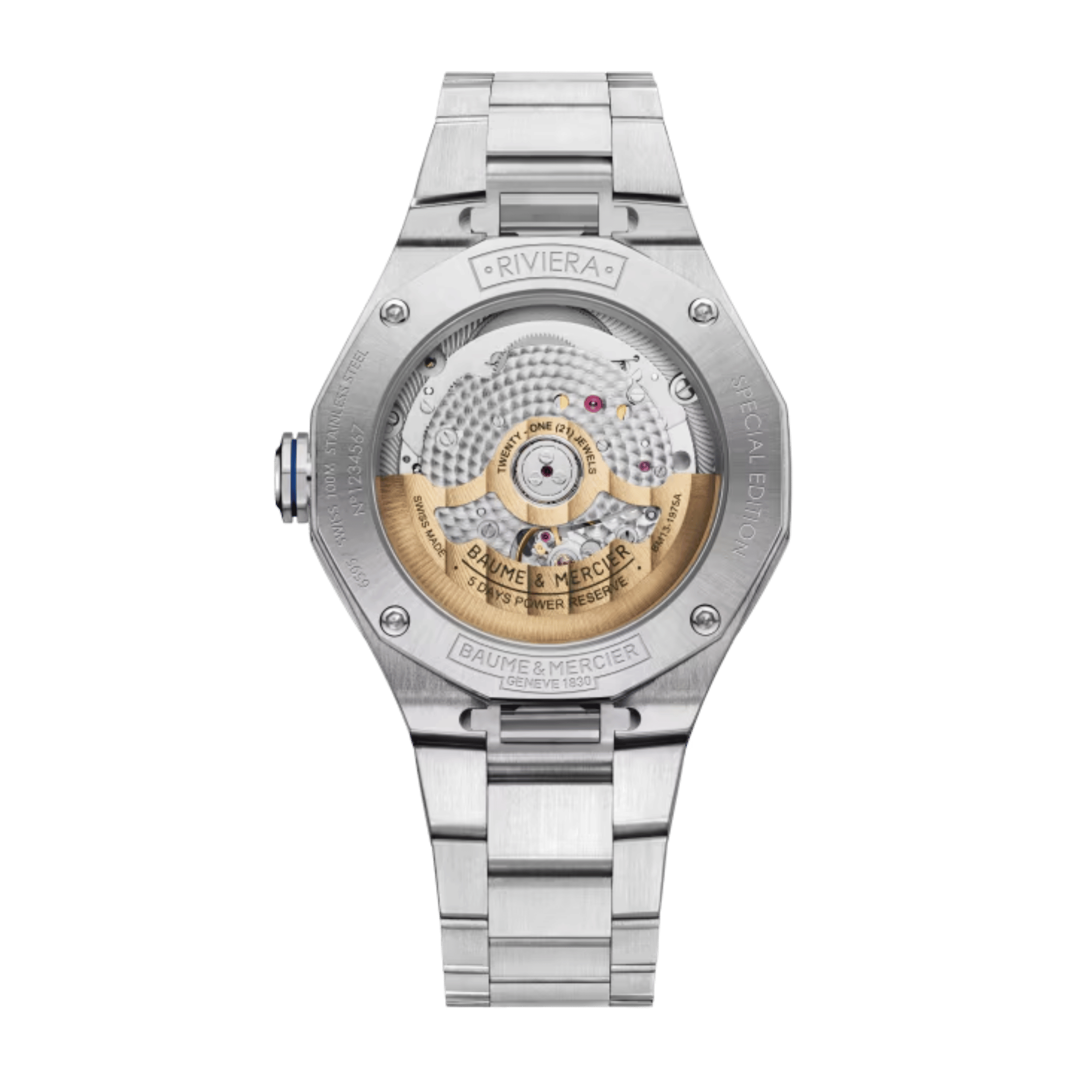 Watch Baume et Mercier Riviera Automatic, gold dial, steel strap, 39 mm