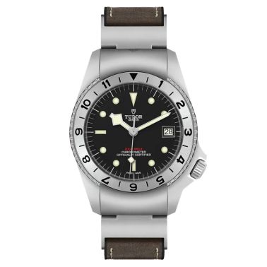 copy ofTudor Black Bay P01 automatic watch black dial brown leather strap 42 mm