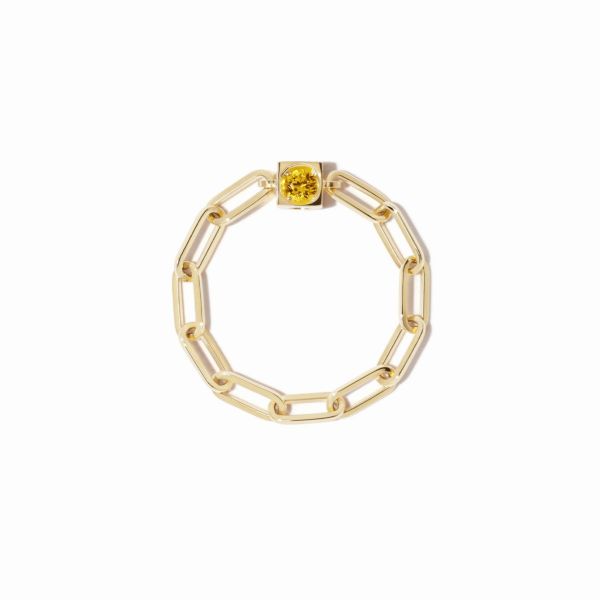 Bague chaîne dinh van Le Cube en or jaune et saphir jaune